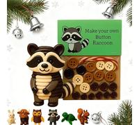 DIY Button Animal Ornaments,5 Pcs DIY Button Christmas Tree Ornament Kit with Cow Rabbit Angel Owl Festive Hanging Mini Decorations,Fun and Varied Christmas Tree Decoration Kit (Squirrel)
