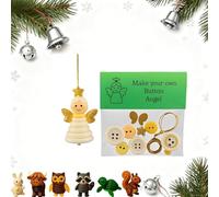 DIY Button Animal Ornaments,5 Pcs DIY Button Christmas Tree Ornament Kit with Cow Rabbit Angel Owl Festive Hanging Mini Decorations,Fun and Varied Christmas Tree Decoration Kit (Angel)
