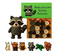 DIY Button Highland Cow Craft Kit,Fun Xmas Buttons for Crafts, Animal Theme Fun Christmas Button,Christmas Tree Ornament Kit,Christmass Tree Hanging Decorations,DIY Holiday Craft Kits (Raccoon)