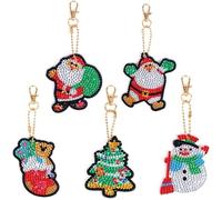 DIY Christmas Portes-Clés Peinture au Diamant Plein Diamant,Bricolage 5D Noël Mosaïque Forme Diamond Art Painting Keychain