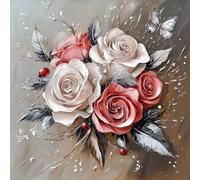 DIY Coccinelle Peinture Diamant Painting Kit, 5D Les Roses Art Diamant Complet Kits, Diamond Art Strass Point de Croix Painting Mosaïque Kit pour Adultes Débutants Maison Décoration 40x40 cm V-853