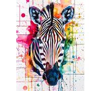 DIY Coloré Peinture Diamant Adulte, Diamond Painting Enfant 40x50 cm, 5D Diamant Painting Images Zèbre Broderie Point de Croix Diamant Art Artisanat Kits, Tableau Perle Diamant, Decoration Chambre U-5