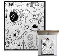 DIY Coloring Blanket - 59x50 inch Washable Soft Comfortable Throw, Drawing Craft Arts Fabric, Creative Paintable Design, Reusable Doodle Sheet, Home Decor Bedroom, Family Activity Entertainment