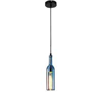 DIY Créatif Bouteille De Vin Industriel Vintage Table À Manger Lampes à Suspension Lustre Bar Vitrail Suspendu Hauteur Réglable Plafonnier pour Cuisine Salon Restaurant Café Lampe Suspendue (bleu)