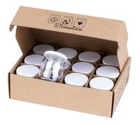 DIY Creation - 12 Pots de Yaourt en Verre avec Couvercles, 143 ml | Pour les yaourtières, dont la yaourtière Seb Multi Délices avec adaptation - 12 couvercles inclus - fabrication française
