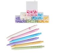 DIY Creative Lettre Pen Set avec Chiffres Anglais Macaron 6 Couleurs Mignon Stylos Kawaii Stylos Cool Stylos Drôles Stylo à encre Gel Rétractable Stylo Bille 0.5mm Encre Noire