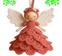 DIY Crochet Angel Ornament Kit, unique christmas angels kit for beginners,Easy Starter Craft to Create Your Own Hanging Ornaments,crochet kit for beginnerswith Yarn for Beginners (red)