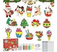 Diy Crystal Paint Art,pendentif de peinture de couleur cristal sans colle,DIY Crystal Paint Arts and Crafts Set,Peinture à Coller en Cristal de Noël,Kit de Bricolage de Couleurs Cristal (crème glacée)