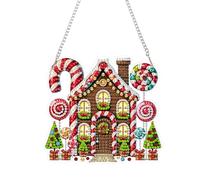 DIY Diamond Art Painting Christmas Tree Gingerbread House Creative Design PET Material Irregular Shape Home Decoration Pendentif (diamant simple face) - 04-Maison en pain d'épices