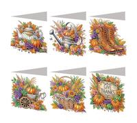 DIY Diamond Art Painting Halloween Cards, 6PCS DIY Diamond Painting Greeting Card Set Halloween Designs Rhinestone Diamonds Art Mosaic Postcards Handmade Cards Congratulations & Gifts