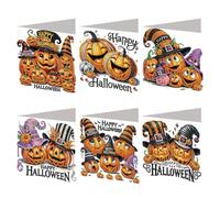 DIY Diamond Art Painting Halloween Cards, 6PCS DIY Diamond Painting Greeting Card Set Halloween Designs Rhinestone Diamonds Art Mosaic Postcards Handmade Cards Congratulations & Gifts