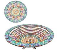 DIY Diamond Art Painting Plateau rond, Diamond Art Plateau en bois Plateau de service rétractable avec support, Peinture diamant Crystal Art Plateau en bois Plateau de cuisine pour dîner, thé, bar-07