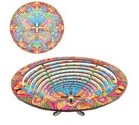 DIY Diamond Art Painting Plateau rond en bois d'art diamant Plateau de service rétractable avec support, peinture diamant Crystal Art Plateau en bois Plateau de cuisine pour dîner, thé, bar-09