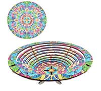 DIY Diamond Art Painting Plateau rond en bois Diamond Art Plateau de service rétractable avec support, peinture diamant Crystal Art Plateau en bois Plateau de cuisine pour dîner, thé, bar-05-Mandala