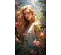 DIY Diamond Painting, 5D Bricolage Diamant Painting Kit Complet, Peinture Diamant Artisanat Strass Painting pour Loisirs Créatifs Adultes Maison murs Décoration Intérieur 70x125cm belle femme fleur