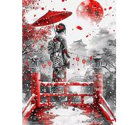 DIY Diamond Painting, 5D Kimono Japonais Peinture Diamant Enfant Paysage Diamond Painting Adulte Petite taille 20x30cm, Débutant DIY Kits de Broderie au Point de Croix for Home Wall Decor GIfts