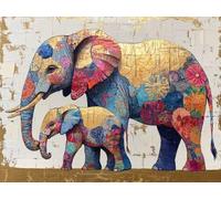 DIY Diamond Painting Adult Set, éLéPhant Coloré, Art Diamant 5D, Art de Broderie Mosaïque, Artisanat de Cristal de Bijoux, Pour Les Enfants Débutants, Pour Femme Les Amies Cadeaux 50x60cm YY4N-46