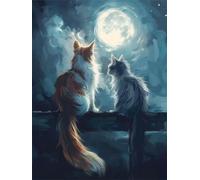 DIY Diamond Painting Adulte Chat 20x30 cm Diamant Painting Kit Complet pour Adulte Débutants, 5D Lune Peinture Diamant Activité Manuelle Paint by Numbers pour Tableau Decoration Murale Regalo FG-455