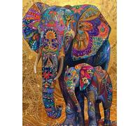 DIY Diamond Painting Adulte Coloré 70x90 cm Diamant Painting Kit Complet pour Adulte Débutants, 5D Éléphant Peinture Diamant Activité Manuelle Paint by Numbers pour Tableau Decoration Murale FG-671