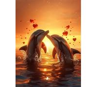 DIY Diamond Painting Adulte Dauphin 60x90 cm Diamant Painting Kit Complet pour Adulte Débutants, 5D Océan Peinture Diamant Activité Manuelle Paint by Numbers pour Tableau Decoration Murale FG-481