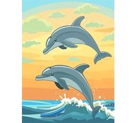 DIY Diamond Painting Adulte Dessin animé 60x90 cm Diamant Painting Kit Complet pour Adulte Débutants, 5D Dauphin Peinture Diamant Activité Manuelle Paint by Numbers pour Tableau Decoration FG-457