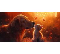 DIY Diamond Painting Adulte Grand Format Chien, 5D Diamond Painting Chat Adulte XXL Point De Croix Strass Diamant Paintings, Peinture Diamant Craft Home Artisanat Murale Decoration 25x50cm J0K-192