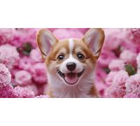 DIY Diamond Painting Adulte Grand Format Chien, 5D Diamond Painting Fleur Adulte XXL Point De Croix Strass Diamant Paintings, Peinture Diamant Craft Home Artisanat Murale Decoration 25x50cm J0K-144