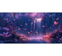 DIY Diamond Painting Adulte Grand Format Fleurs De Lotus, 5D Diamond Painting La Cascade Adulte XXL Point De Croix Strass Diamant Paintings, Peinture Diamant Craft Home Artisanat Murale 25x50cm J0K-12