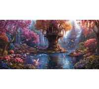 DIY Diamond Painting Adulte Grand Format La Maison Des Arbres, 5D Diamond Painting Forêt Adulte XXL Point De Croix Strass Diamant Paintings, Peinture Diamant Craft Home Artisanat Murale 40x80cm J0K609