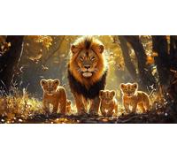 DIY Diamond Painting Adulte Grand Format Lion, 5D Diamond Painting Forêt Adulte XXL Point De Croix Strass Diamant Paintings, Peinture Diamant Craft Home Artisanat Murale Decoration 25x50cm J0K-81
