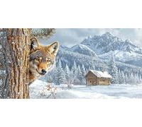 DIY Diamond Painting Adulte Grand Format Loup, 5D Diamond Painting Le Chalet Adulte XXL Point De Croix Strass Diamant Paintings, Peinture Diamant Craft Home Artisanat Murale Décor 60x120cm J0K-423