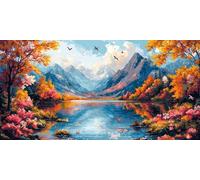 DIY Diamond Painting Adulte Grand Format Paysage, 5D Diamond Painting Le Lac Adulte XXL Point De Croix Strass Diamant Paintings, Peinture Diamant Craft Home Artisanat Murale Décor 25x50cm J0K-384