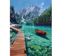 DIY Diamond Painting Adulte Montagne 20x30 cm Diamant Painting Kit Complet pour Adulte Débutants, 5D Bateau Peinture Diamant Activité Manuelle Paint by Numbers pour Tableau Decoration Murale FG-637