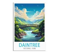 DIY Diamond Painting Adulte Parc national de Daintree Point de Croix Cristal Painting, Peinture à Strass Ronds avec Diamants, Art Diamant pour Murale Décoration 40x40cm