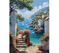 DIY Diamond Painting Adultes Paysage, Diamond Painting Kits Maisons, 5D DIY Peinture Diamant Ronde Complet, Débutant Diamant Art Set, Artisanat Strass Point de Croix, Décor Maison, 80x110cm 3-9420