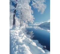DIY Diamond Painting Adultes ScèNe De Neige, Diamond Painting Kits Arbre, 5D DIY Peinture Diamant Ronde Complet, Débutant Diamant Art Set, Artisanat Strass Point de Croix, Décor, 90x120cm Y-3293
