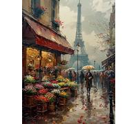DIY Diamond Painting Adultes Tour Eiffel, Diamond Painting Kits Paysage, 5D DIY Peinture Diamant Ronde Complet, Débutant Diamant Art Set, Artisanat Strass Point de Croix, Décor Maison, 60x85cm 0-5034