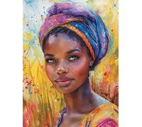 DIY Diamond Painting Afrique 50x70cm Peinture Diamant Adulte 5D Fille Diamant Painting Kit Complet, Cristal Point de Croix Peinture, Broderie Diamond pour Decoration Murale Maison Cadeau Femme yc-324