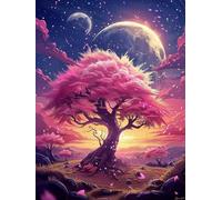 DIY Diamond Painting Arbre Diamant Painting, 5D Paysage Diamond-Painting Broderie Diamant Kit Complet, Peinture Diamant Adulte DIY Cristal Strass Diamond Dots, Tableau Decoration Murale 50x70cm