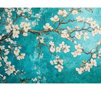 DIY Diamond Painting Complet Kit, Fleur De PêChe Blanc 5D Art Des Pierres Précieuses en Cristal Broderie，Convient Aux Adultes Enfants Débutants，Disponible Comme Cadeau de Jeune Fille 30x20cm T6ZY-765