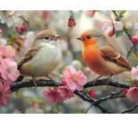 DIY Diamond Painting Complet Kit, Oiseaux à Fleurs De PêChe 5D Art Des Pierres Précieuses en Cristal Broderie，Convient Aux Adultes Enfants Débutants，Cadeau de Jeune Fille 50x40cm T6ZY-766