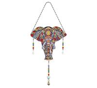 DIY Diamond Painting Éléphant à suspendre Carillon éolien Cristal Attrape-soleil Pendentif Kit de bricolage Diamant Peinture Cadeau pour mère, jardin cour Décoration de fenêtre 08