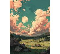 DIY Diamond Painting Enfant Lune, 5D Diamond Painting Kits Champ, Peinture Diamant Adulte Carré Complet, Débutant Art Strass Point de Croix Kits, Décor Murale Maison, Cadeau Femme, 50x70cm 4-8736