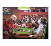 DIY Diamond Painting Full Drill Kit de Peinture Diamant Round Drill Chiens Jouant Aux Cartes 60x80cm Broderie Diamant kit Complet Point de Croix Arts Craft Pour Décoration Murale la Maison 24x32inch