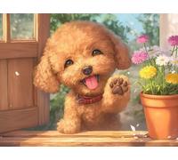 DIY Diamond Painting Kit, Chien Mignon 5D Cristal Mosaïque art de Broderie pour Les, Convient Enfants Adultes, Décoration Murale, Cadeau pour Les Femmes 50x60cm YN4N-173