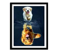 DIY Diamond Painting Kit Complet,Chien Golden Retriever 5D Peinture Diamant Complet Cristal Strass Broderie Diamond Point De Croix Canevas Artisanat Décoration Murale À La Maison Round Drill,40x60cm