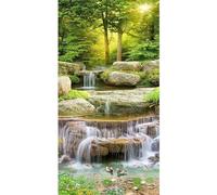 DIY Diamond Painting Kit Complet,Chute d'eau en forêt 5D Peinture Diamant Complet by Numbers Cristal Strass Broderie Diamond Point de Croix Artisanat Décor Murale À La Maison Square Drill,90x180cm