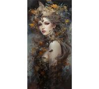 DIY Diamond Painting Kit Complet,Femme feuille d'érable 5D Peinture Diamant Complet by Numbers Cristal Strass Broderie Diamond Point de Croix Artisanat Décor Murale À La Maison Square Drill,50x100cm