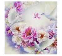 DIY Diamond Painting Kit Complet,Fleurs colombe Round Drill 5D Peinture Diamant Complet by Numbers Cristal Strass Diamond Broderie Point de Croix Canevas Artisanat Décor Murale À La Maison 70x70cm