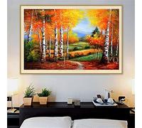 DIY Diamond Painting Kit Complet,Forêt de bouleaux d'automne 5D Peinture Diamant Complet Strass Diamond Broderie Point De Croix Canevas Artisanat Décoration Murale À La Maison Square Drill,40x60cm